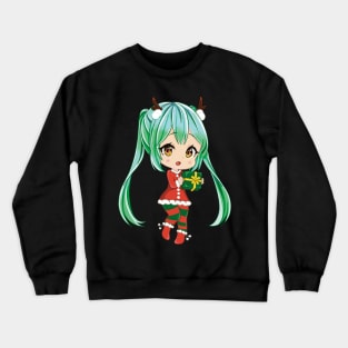 Cute Christmas Anime Girl Crewneck Sweatshirt